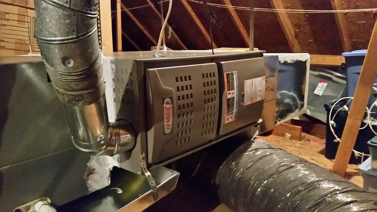 New Lennox furnace and ductwork installed in an attic